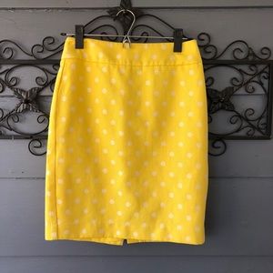 Ann Taylor Yellow Polka Dot Petite skirt 2P